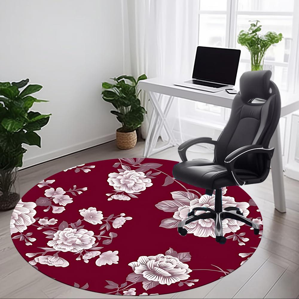 1PC Floral Pattern Chair Carpet for Office, Indoor Non-Slip Washable Carpet, Soft Comfortable Mat For Office Room yy250930151
