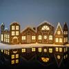 Christmas Village Gingerbread House Decor with String Lights Foldable Village Set Holiday Home Farmhouse Christmas Decorations