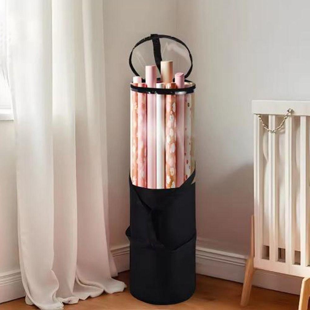 Large Capacity Gift Wrap Storage Bag Cylinder Gift Wrapping Roll Organizer Christmas