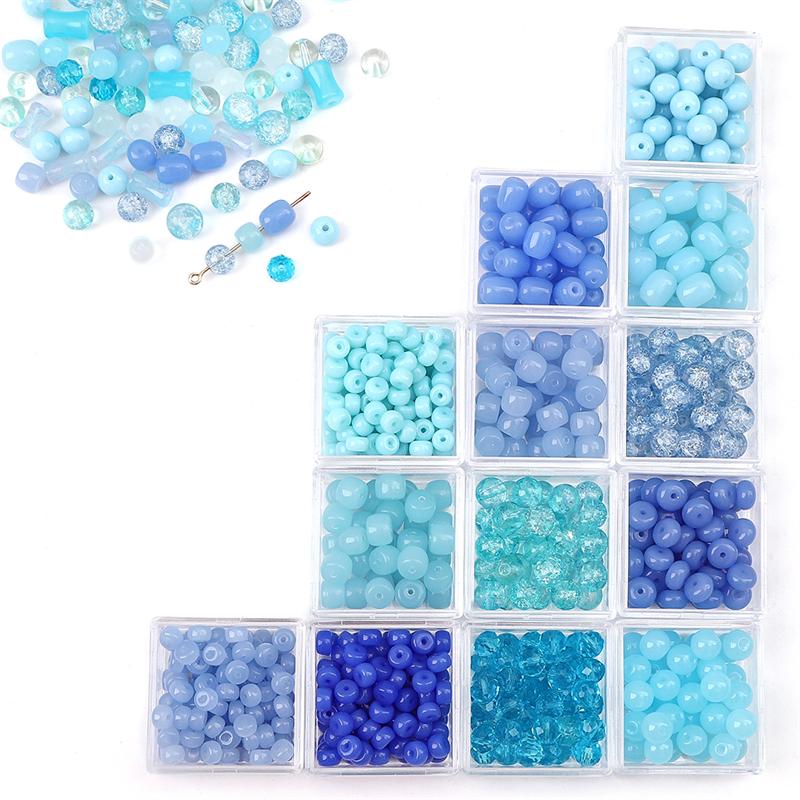 20pcs Blue Color Crystal Glass Loose Space Beads for Bracelet Necklace DIY Jewelry Craft Making Beads