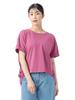 Beams Heart Back Mixed Material Crew Neck One Size S/S Tee, Tuck, Pullover, Women's, Berry,