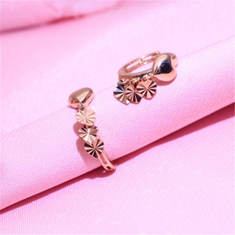 Exquisite Russian Purple Gold Shiny Peach Heart Earrings Temperament Trendy Fashion Rose Gold Plated Earrings