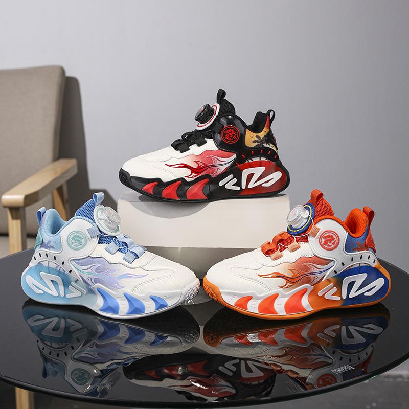 Guochao Girls Shoes 2025 Autumn New Mesh Breathable Running Sports Shoes Children's Non-slip and Wear-resistant Basketball Shoes