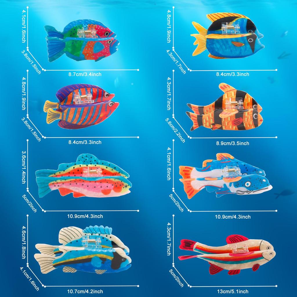 Bamboo Cute Ocean Animal Hair Clips: Tropical Fish & Cartoon Shark Claw Accessories.