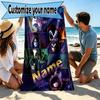 Custom Name Personalized Kiss Band Print Beach Towel, for Trip Camping Beach Party Home Decor, Birthday Gift for Family & Friends