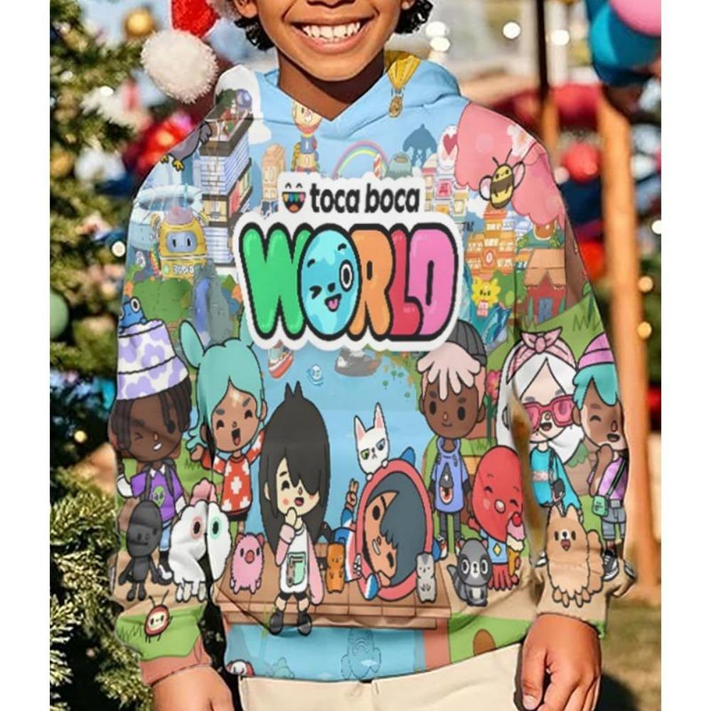Bluza Toca Life World Kawaii Z Nadrukiem 3D Wysokiej Jakości Bluza z Nadrukiem Kreskówkowym dla Dzieci Moletom na Jesień/Zimę Ubrania Dziecięce