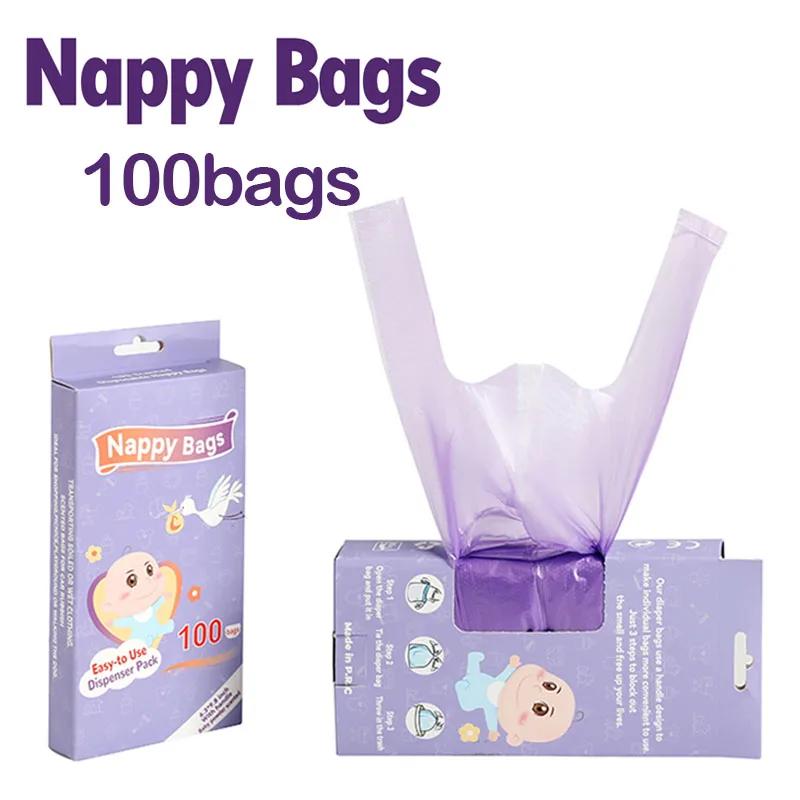 

100/200bags/Box Disposal Feminine Products Pet Waste Sacks Baby Portable Nappy Bags Garbage Bag Scented Hygiene Bags for Diaper