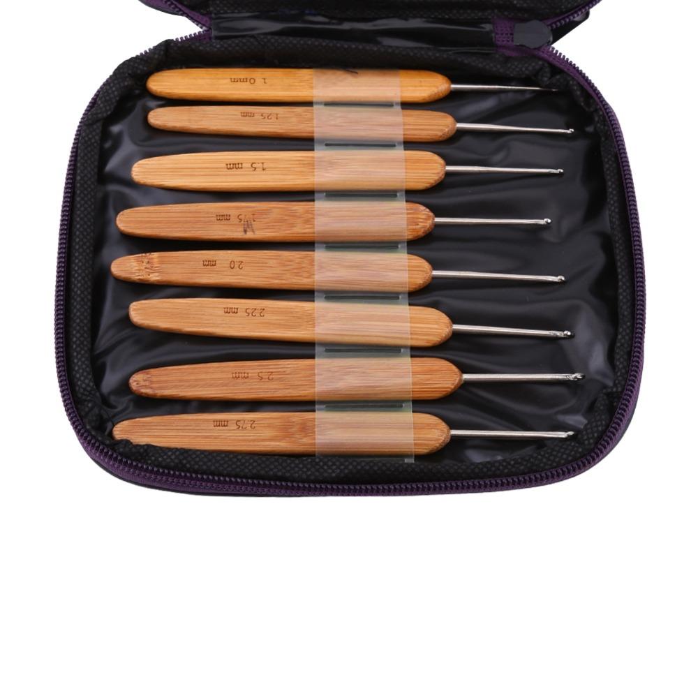 20pcs Carbonized Bamboo Bamboo Crochet Hooks Metal Tips Yarn Craft Tools For Experts