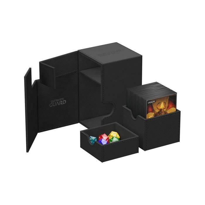 Boîte de rangement pour cartes - ultimate guard - flipntray 100+ - xenoskin - noir - plateau amovible