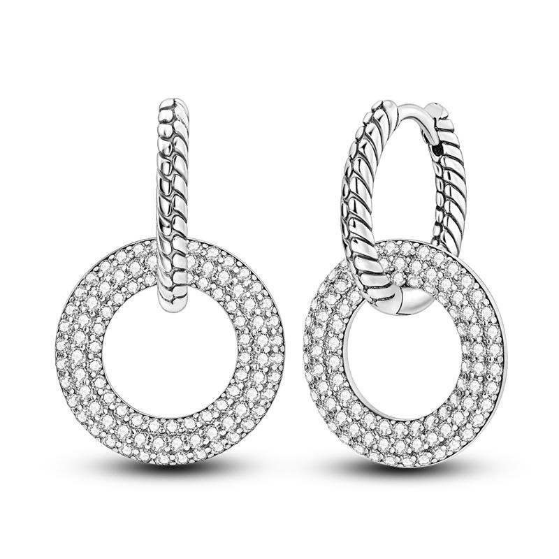 925 Sterling Silver Love Feather Moon Star Heart Earrings Fit Original Charms Hoop for Women Girls Stud Earring Jewelry Gifts
