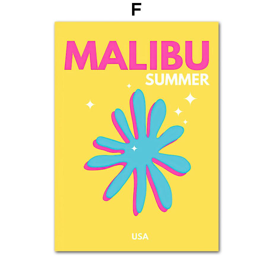 Preppy Color Travel Posters Miami Bondi Palms Ibiza Mykonos Capry Art Print Minimalist Nordic Canvas Painting Living Room Decor