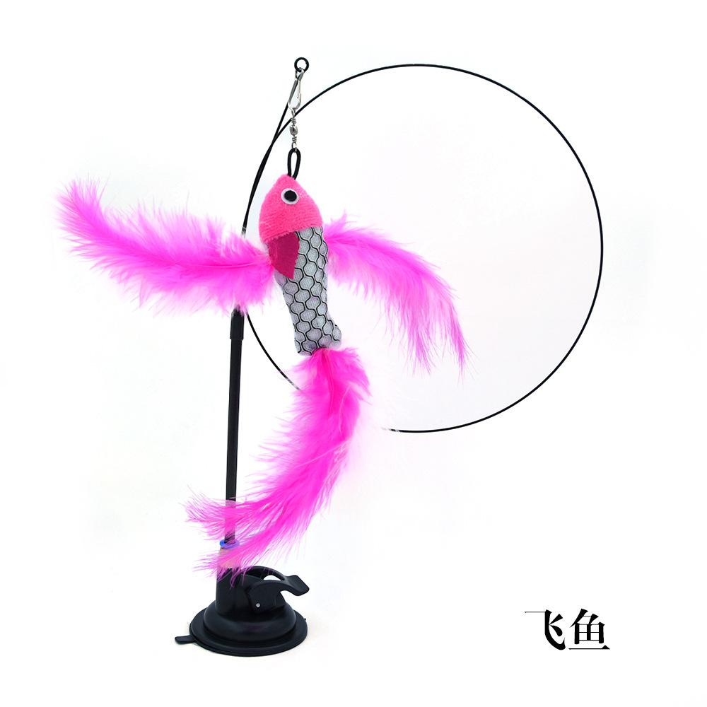 Pet Cat Toy Cat Wand Fluffy Feather With Bell Sucker Cat Stick Toy Interactive Toys for Cats Kitten Hunting Exercise Pet Product