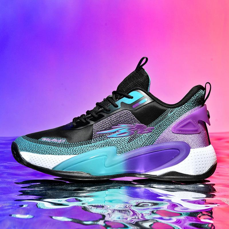 Spring and summer sports shoes large size fly-woven mesh basketball shoes rubber outsole wear-resistant men's running shoes
