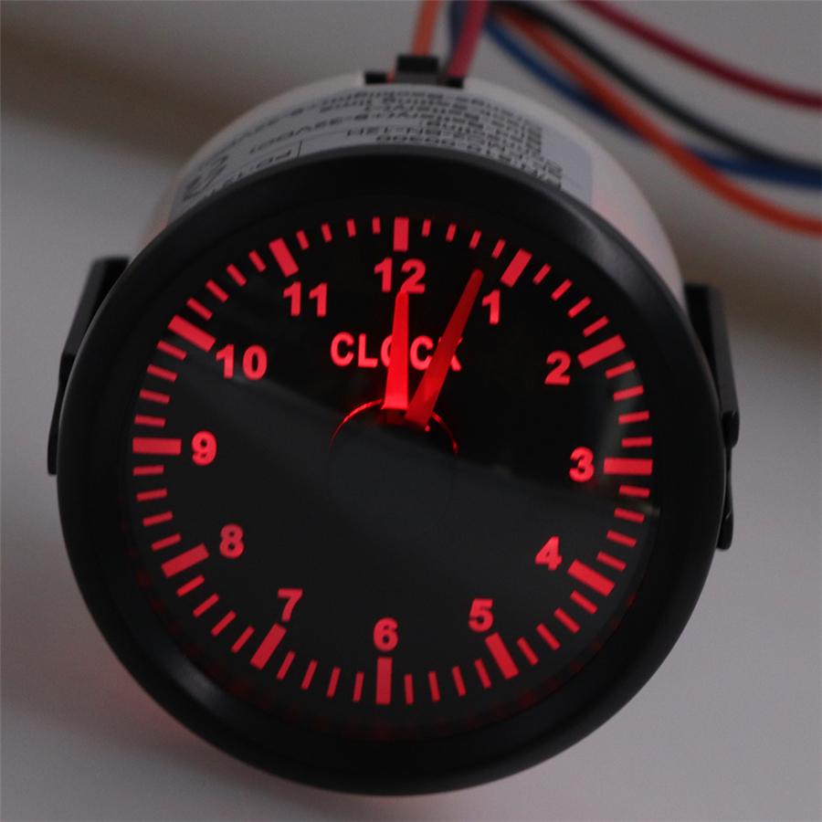 52mm 2" Clock Gauge 12 Hours Meter Red Backlight For Car Truck Boat Yacht Black