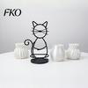 Textured Flower Pots Cat Pot Holder, Multifunctional Desktop Vase Pen Organizer for Compact Cup Small Plants, Minimalist Stand with Pots,