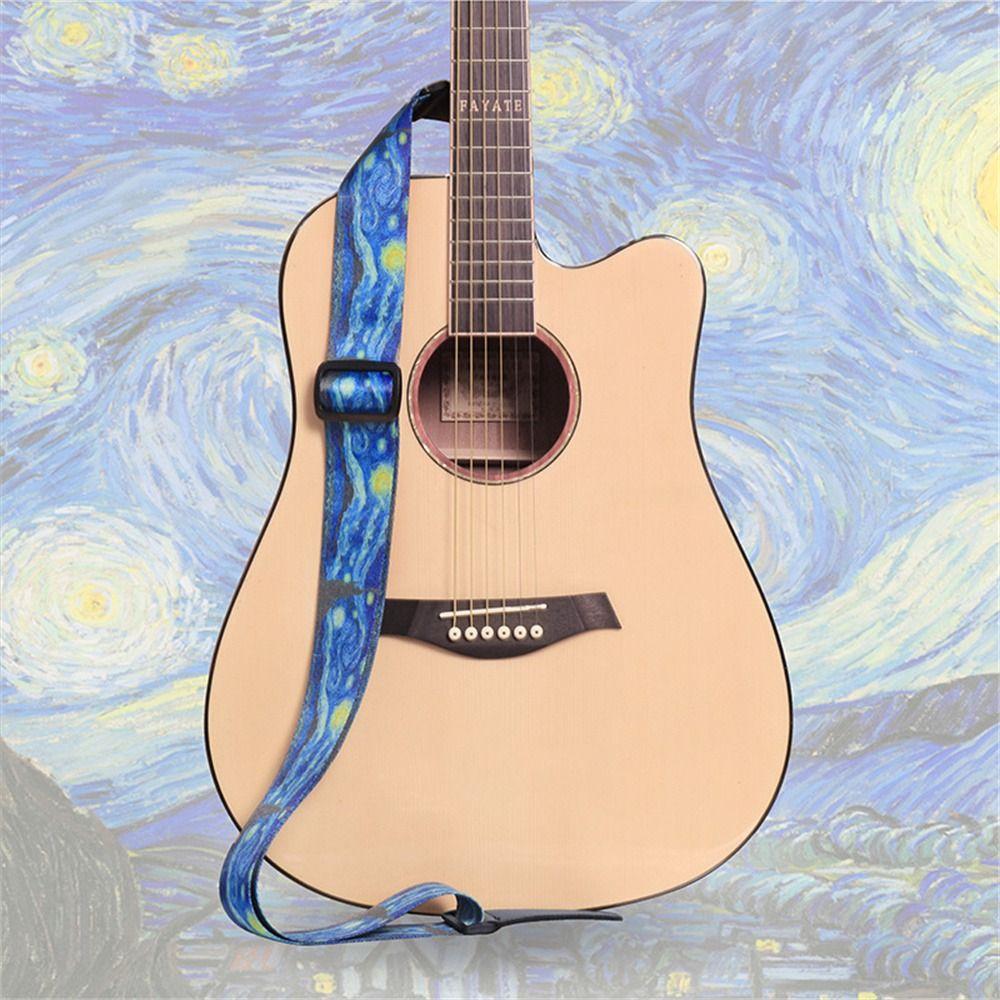 Extra Wide Electric Guitar Belt Color Print Guitar Shoulder Strap Guitar Strap  Folk Guitar