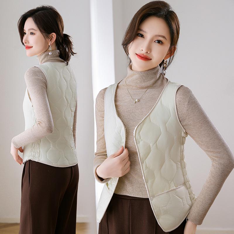 Women's Down Cotton Vest - Winter Slim Fit, Thick, Warm, Short Vest with Velvet Lining