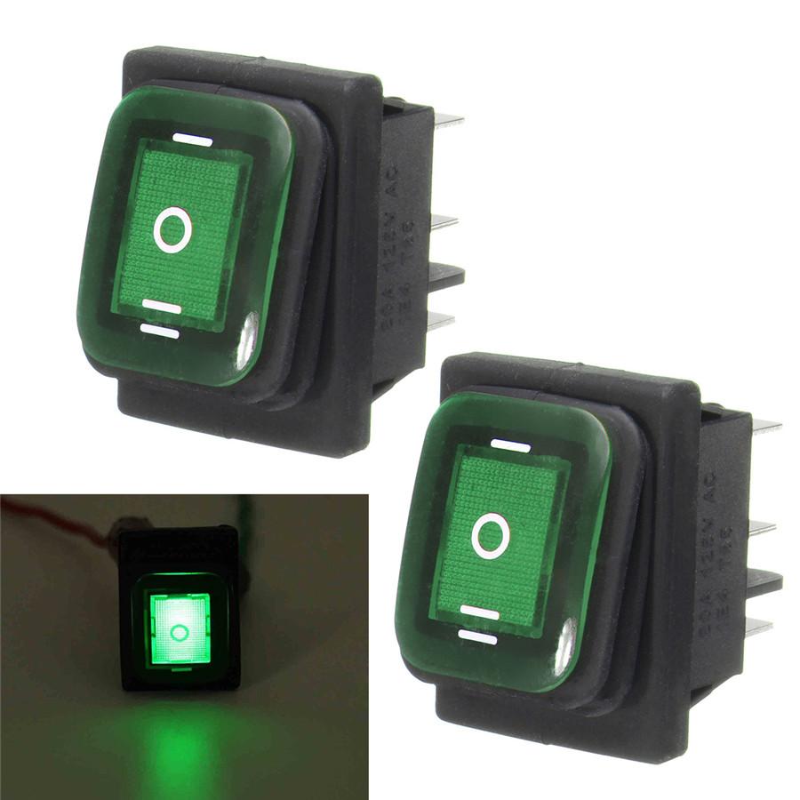 4pcs 3 Position On-Off-On 6Pin DC 12V Waterproof Car Boat LED  Durable Rocker Power Switch With Backlight