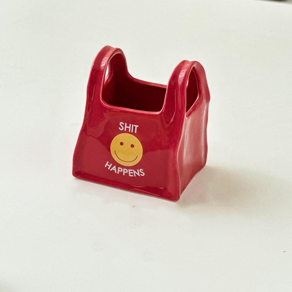 Ceramic Smiley Jar - Minimalist Desktop Storage for Pens Keys Trinkets, Positive Vibes Home Decor