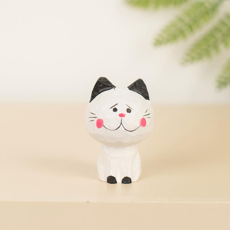 

Maneki Neko Small Desk Ornament Wooden Art Gift For Birthdays And Parties білий