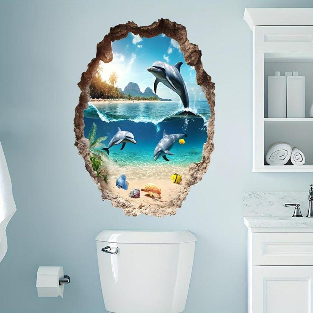 Waterproof Ocean Wall Sticker PVC Wall Decal New Home Decor Stickers Bathroom Decor