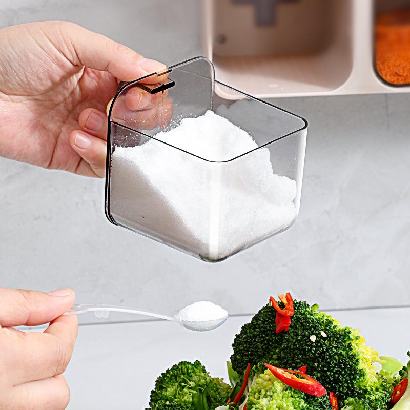 Wall-Mounted Multi-Grid Large-Capacity Sealed Spice Storage Box Set