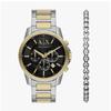 Armani Exchange Men S Metal Watch bankS Chronograph Bracelet Set ax7148Set