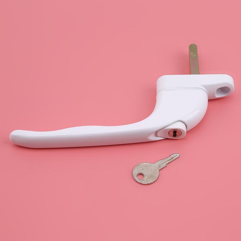 

White Aluminum Alloy Window Handle With Locks Universal Door Handle Key Locking For Kid Security Door Lock Tools Random Screw