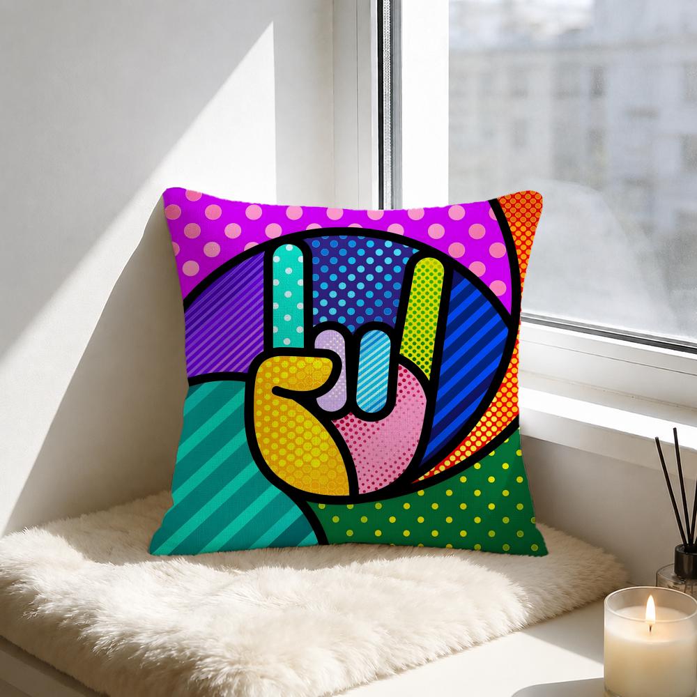 Artist Romero Britto Cushion Cover Natural Linen Pillowcase Set AllinOne Decor for Sofa Bedroom Chair