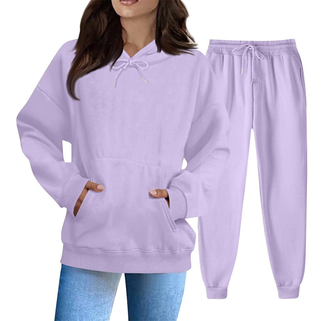 Women's Solid Color Sweatshirt Set (sweatshirt + Sweatpants)