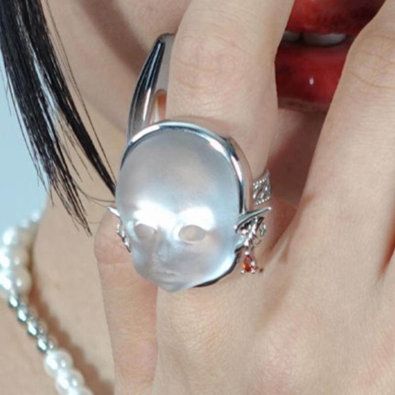 Baby Face Adjustable Ring Open Rings Fashion Adjustable Finger Rings Alloy Material Open Rings Gift for Women Girlfriend