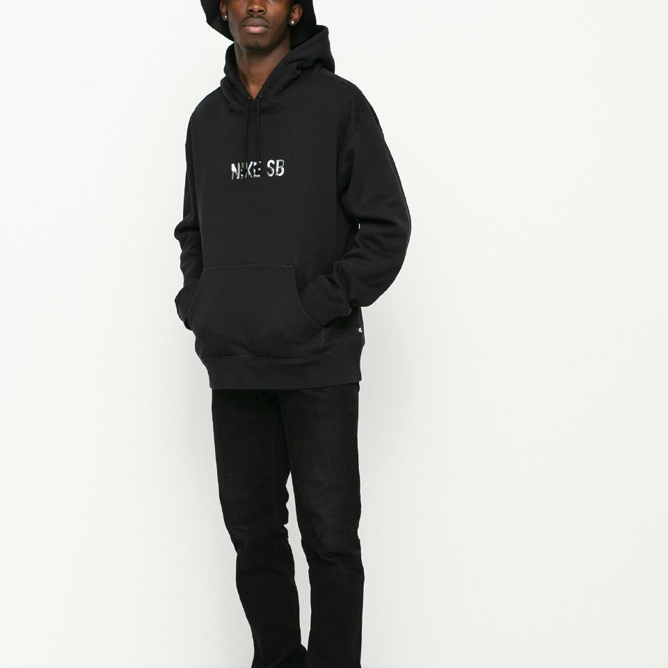 Nike Sb Letter Print Pattern Hooded Drawstring Long Sleeve American Sweatshirt Men Sweatshirt Black DH4683-010