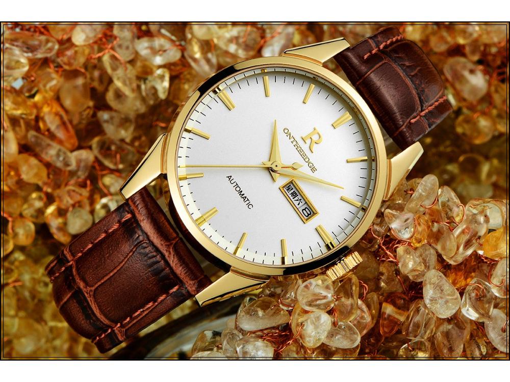 Ruizhiyuan Men's Waterproof Leather Strap Large Dial Watch