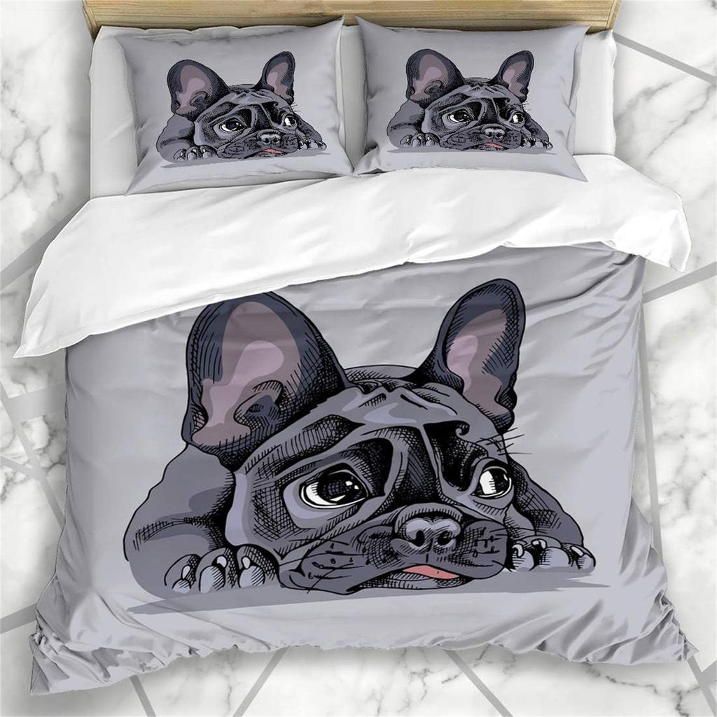 Dog French Bulldog Duvet Cover,Funny Microfiber New Two-Piece Set Of Various Patterns Custom Quilt Cover And Pillowcases 75*50Cm