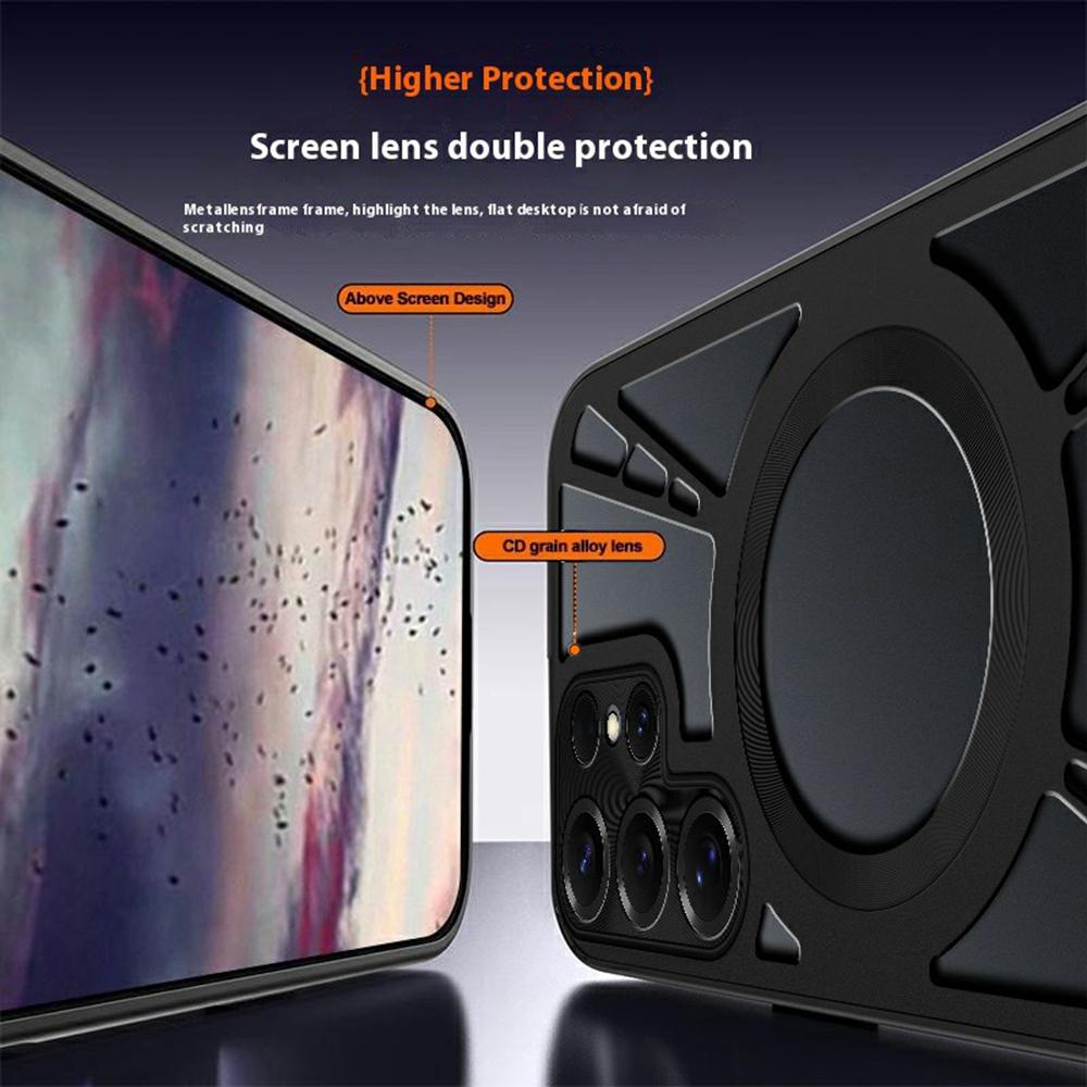 For Samsung Galaxy S25 Ultra Case Magnetic Kickstand Hollow Heat Dissipation Silicone+PC+Metal Bumper Phone Cover