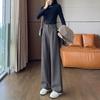 Woolen Wide-leg Pants Autumn and Winter High-waisted Casual Straight Pants Narrow Wide-leg Thickened Suit Trousers