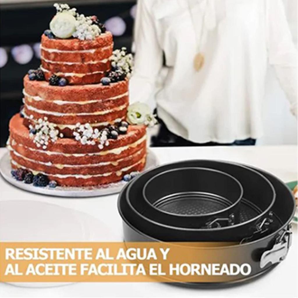 Removable Bottom Nonstick Iron Cheesecake Pan, Springform Pan, Machine Washable, 3 Sizes (S, M, L), Ideal for Home Use, Black