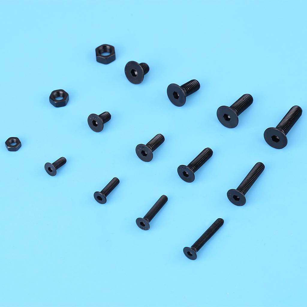 440pcs Alloy Steel M3 M4 M5 Hex Socket Flat Head Screw Nut with Plastic Case