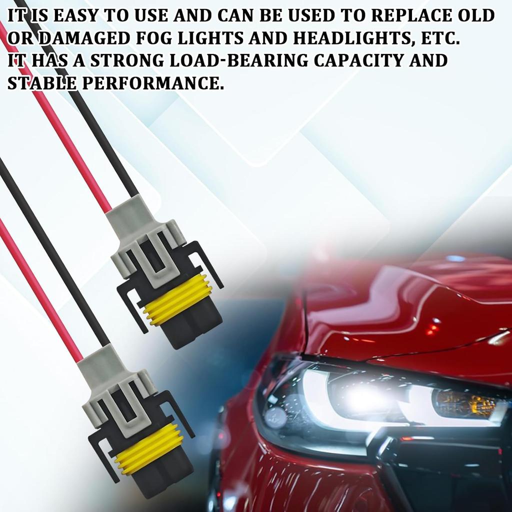H8 H9 H11 Fog Light Wiring Harness Connector Plug Kit, Fog Light Connector Plug H11 Pigtail Connectors Sockets Adapter, Pigtail Adapter Plug with