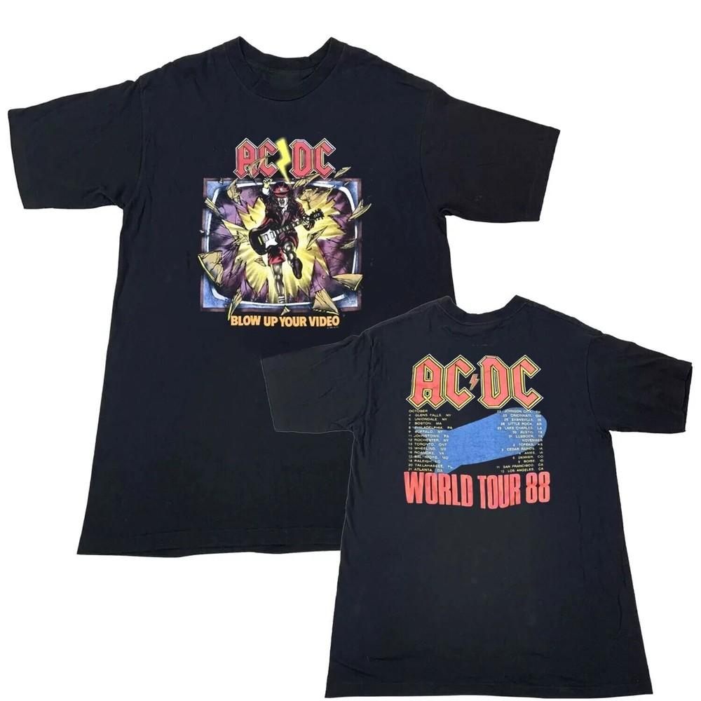 

Reprint AC/DC 1988 Blow Up Your Video World Tour Rock S–4XL Unisex T-Shirt XXXL
