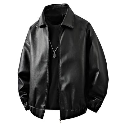 Giacca in Pelle da Uomo con Bavero Giacca Versatile Primavera e Autunno con Zip Giacca in Ecopelle Stampata Giacca