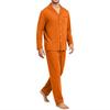 Men's Comfortable Button-Down Pajama Set Long Sleeve Loungewear for Sleep and Home