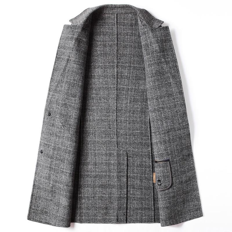 Men's Coat Autumn and Winter Handmade Double-sided Tweed Jacket Business Casual Woolen Shirt Version Plaid Jacket