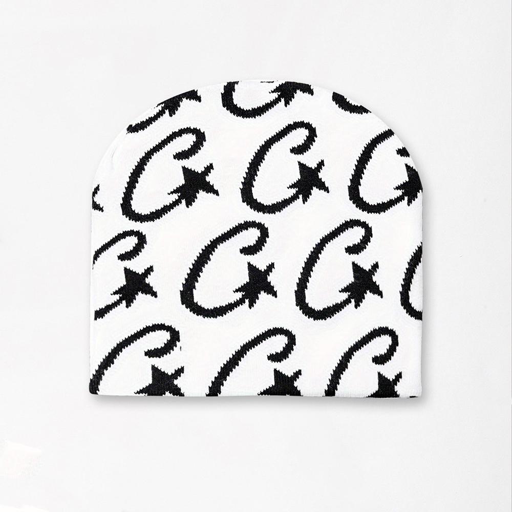 Fashionable Hip-Hop Hat for Women, Jacquard Knitted Hat with Winter Star Pattern, Warm Hat for Outdoors, Suitable for Christmas