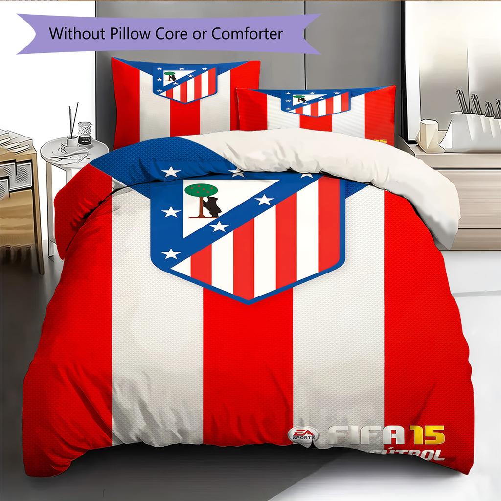 Juego de Edredón Ropa de Cama Atleti Funda de Edredón Funda de Almohada Decoración del Hogar Regalo de Cumpleaños (1 * funda nórdica + 2 * fundas de almohada, sin núcleo)