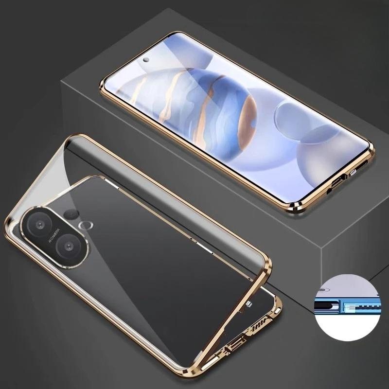Kovový rám 360 Plná ochrana Pouzdro Pro Vivo X200 FE Magnetická Adsorpce Oboustranný Kryt z Tvrzeného Skla Pro VIVO S30 Pro mini