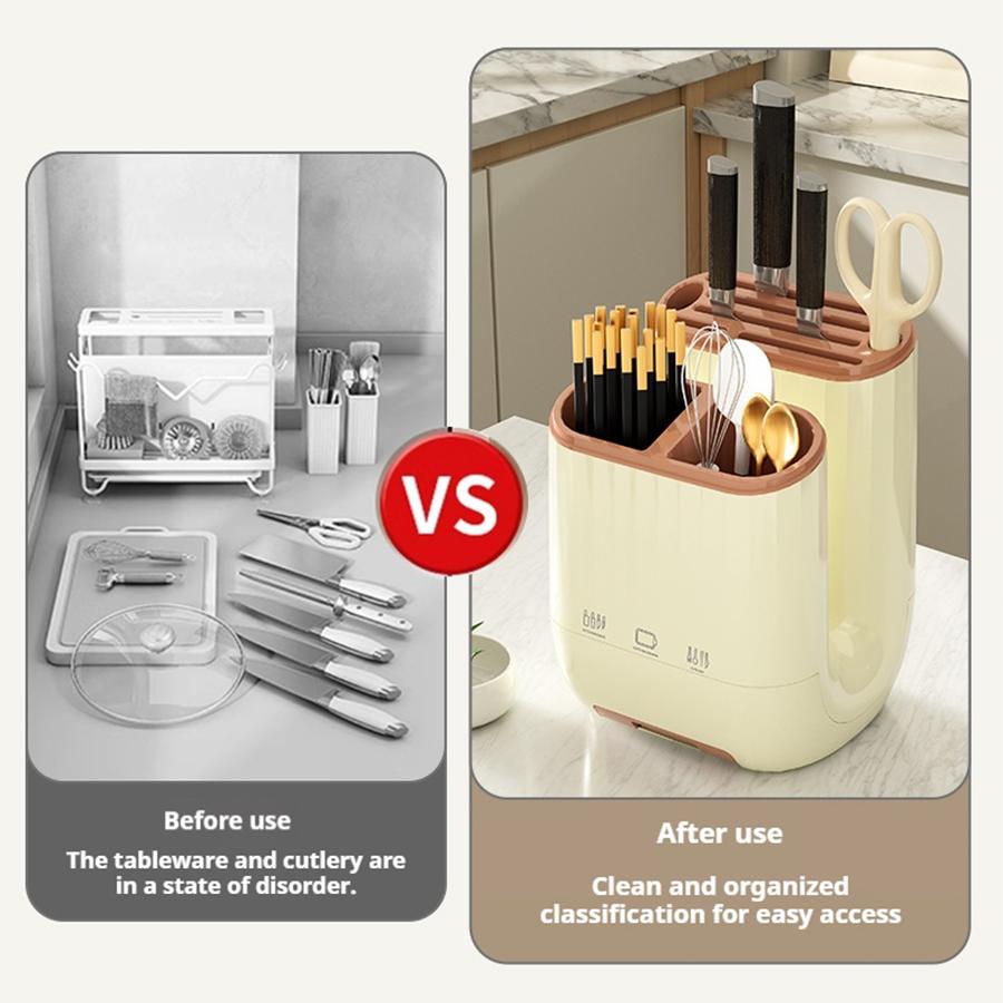 Knife Holder Multi-Function Utensil Stand Knife Block Spoon Fork Kitchen Organizer Flatware Drainer Cuttingboard Storage Holder