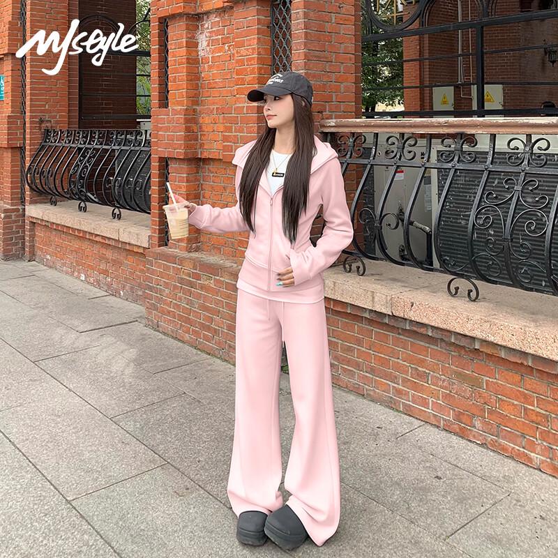 MJ STYLE Women's Hooded Sweatshirt & Flared Pants Set