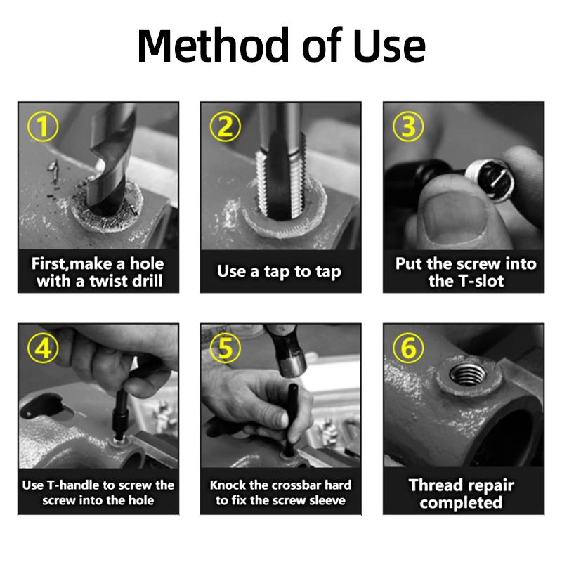 Kit de herramientas de reparación de hilos, 15/20/30 Uds., M5/6/8 para restaurar hilos dañados, llave inglesa, broca helicoidal, herramientas de reparación de automóviles, palanca