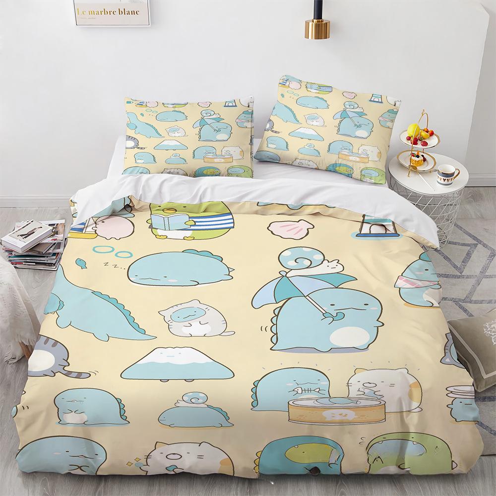 

Японский комплект постельного белья с 3D принтом, мягкий домашний подарок для подростков, постельное белье, домашний комплект наволочек для спальни, украшение EU Twin 135x200cm